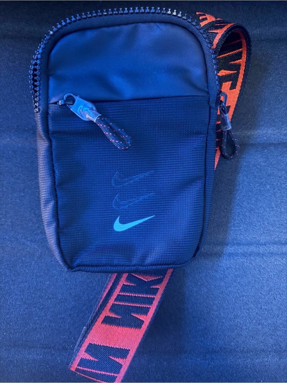 Nike Black Crossbody Belt Bag with Red Branded Strap